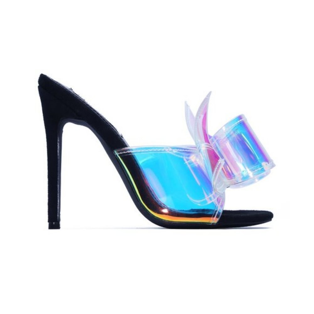 Oversized Bow Mules in Hologram/Black - Picture 5 of 7